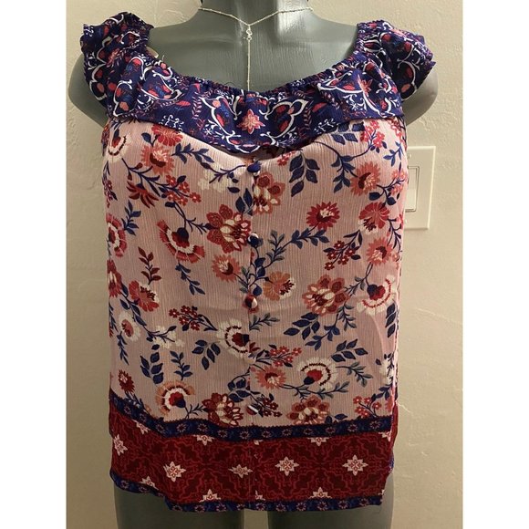 E M Short Sleeve Floral Blouse - Picture 1 of 3